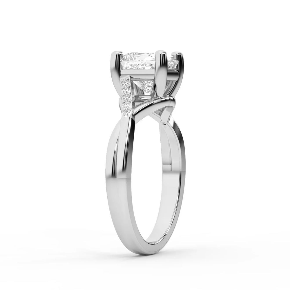 Veronica Twist Side Stone Oval Diamond Engagement Ring