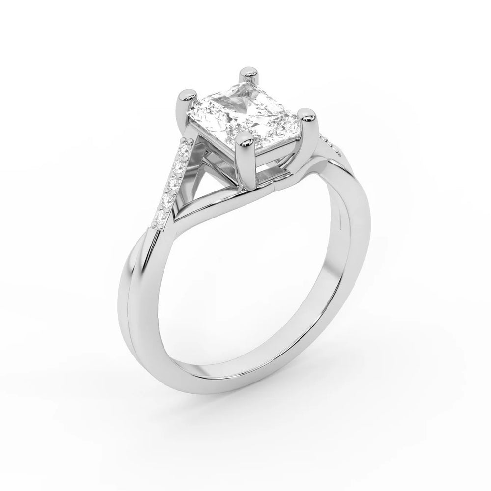 Veronica Twist Side Stone Oval Diamond Engagement Ring