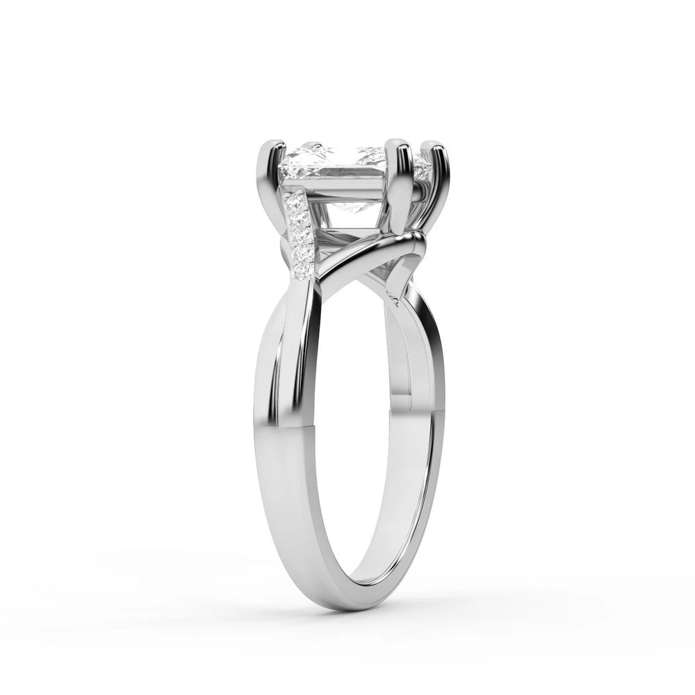 Veronica Twist Side Stone Oval Diamond Engagement Ring