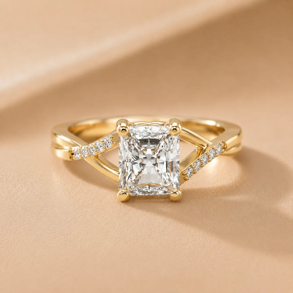 Veronica Twist Side Stone Oval Diamond Engagement Ring