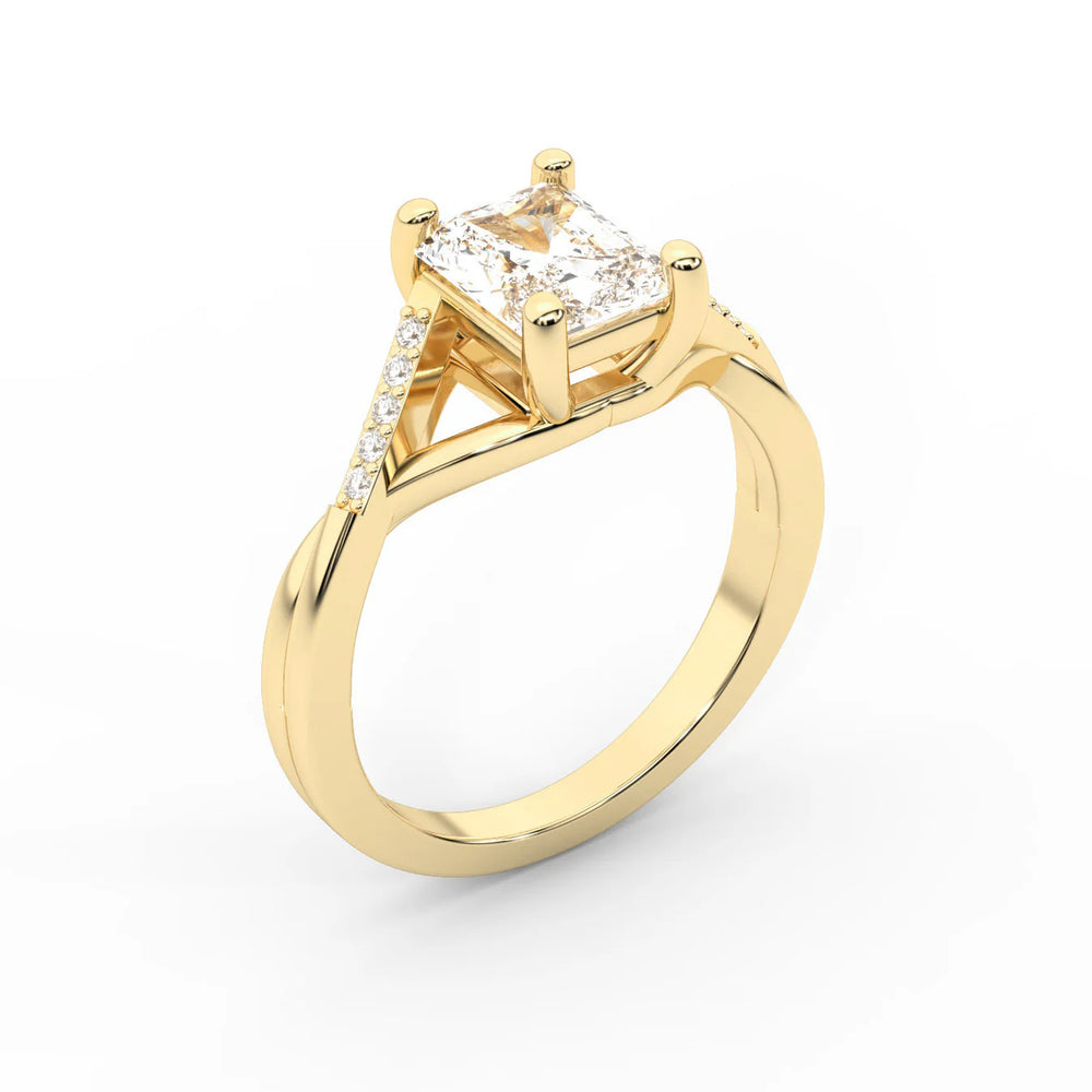 Veronica Twist Side Stone Oval Diamond Engagement Ring
