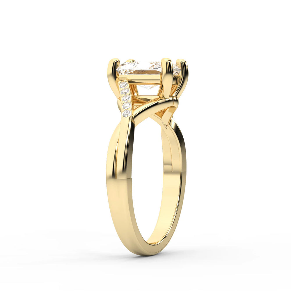 Veronica Twist Side Stone Oval Diamond Engagement Ring