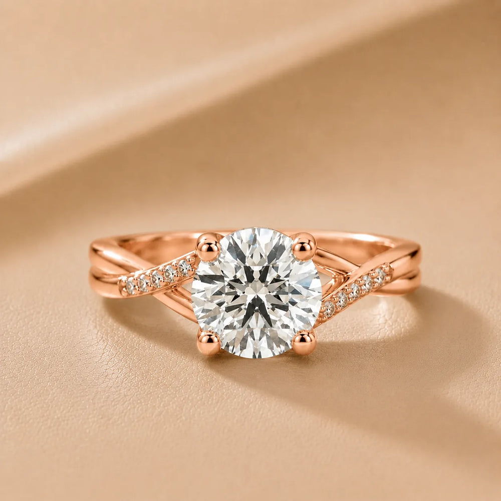 Veronica Twist Side Stone Oval Diamond Engagement Ring