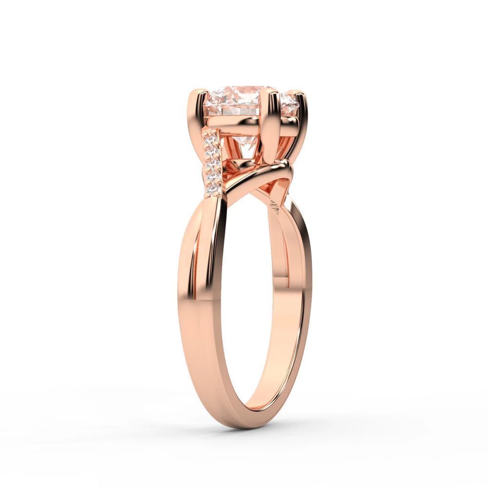 Veronica Twist Side Stone Oval Diamond Engagement Ring