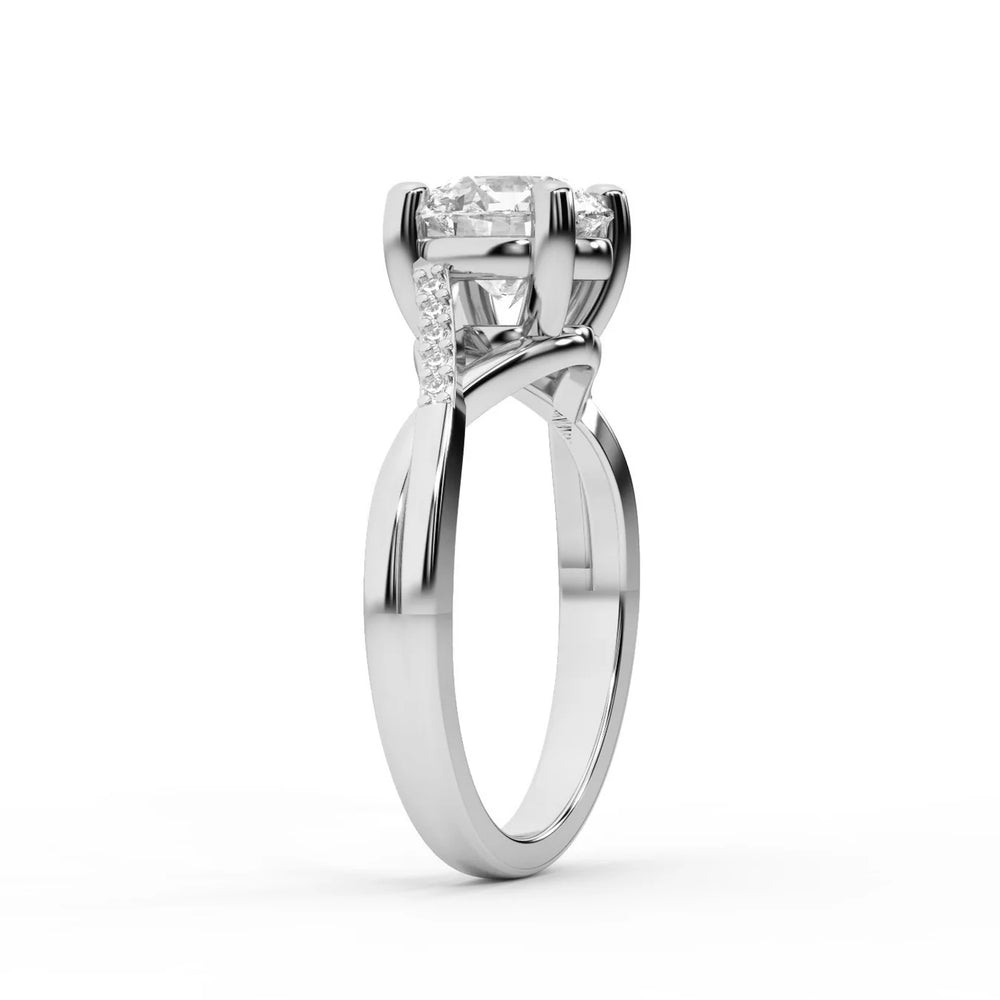 Veronica Twist Side Stone Oval Diamond Engagement Ring