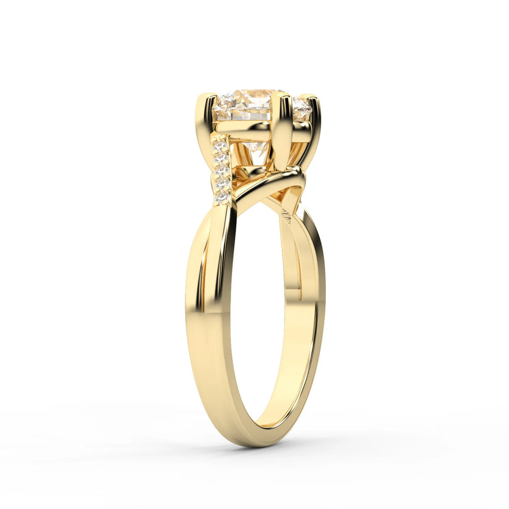 Veronica Twist Side Stone Oval Diamond Engagement Ring
