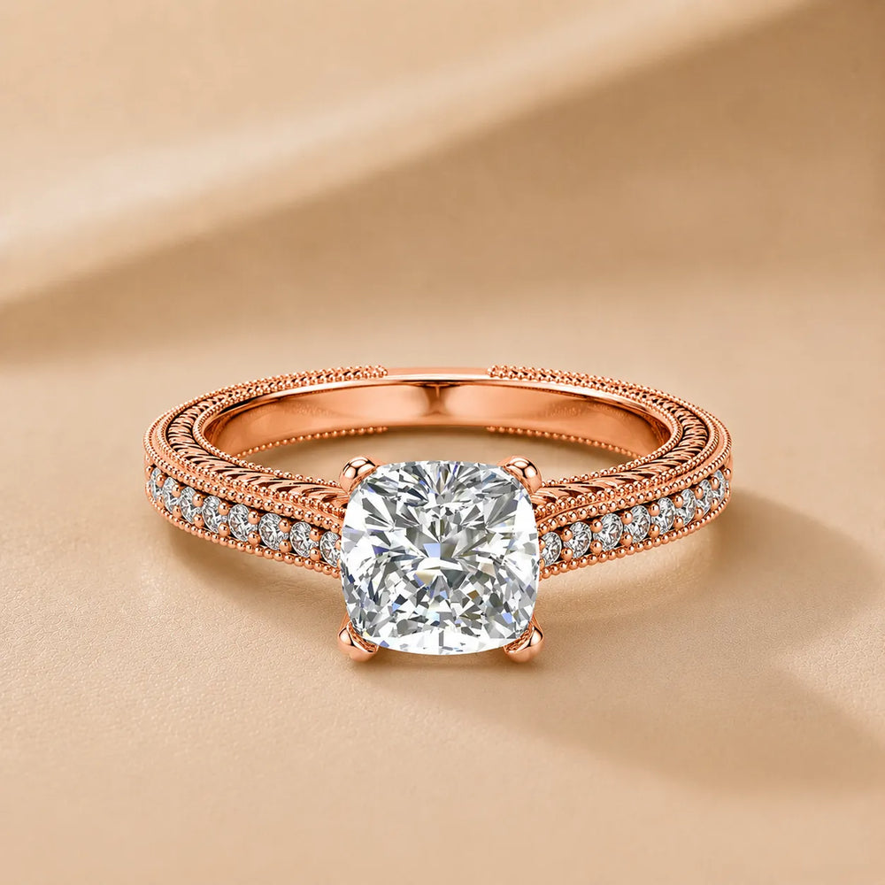 Vintage-Inspired Solitaire Ring with Accent Stones