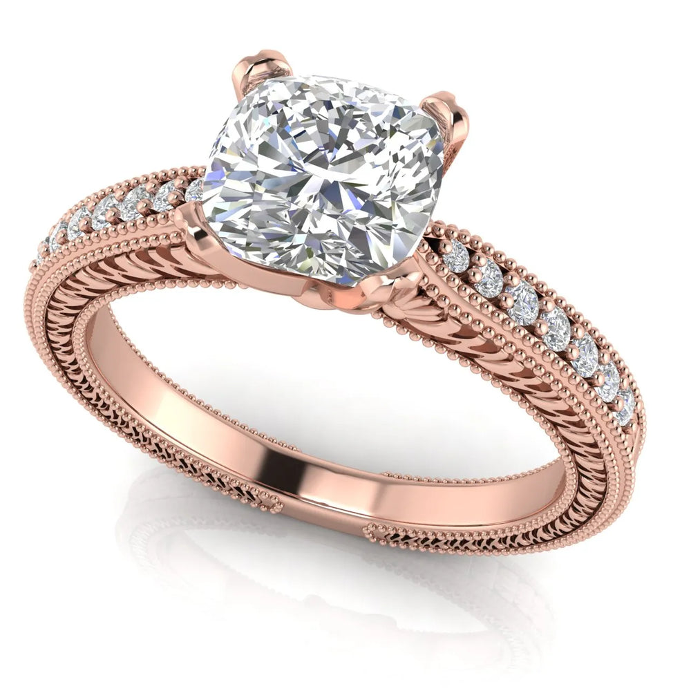 Vintage-Inspired Solitaire Ring with Accent Stones