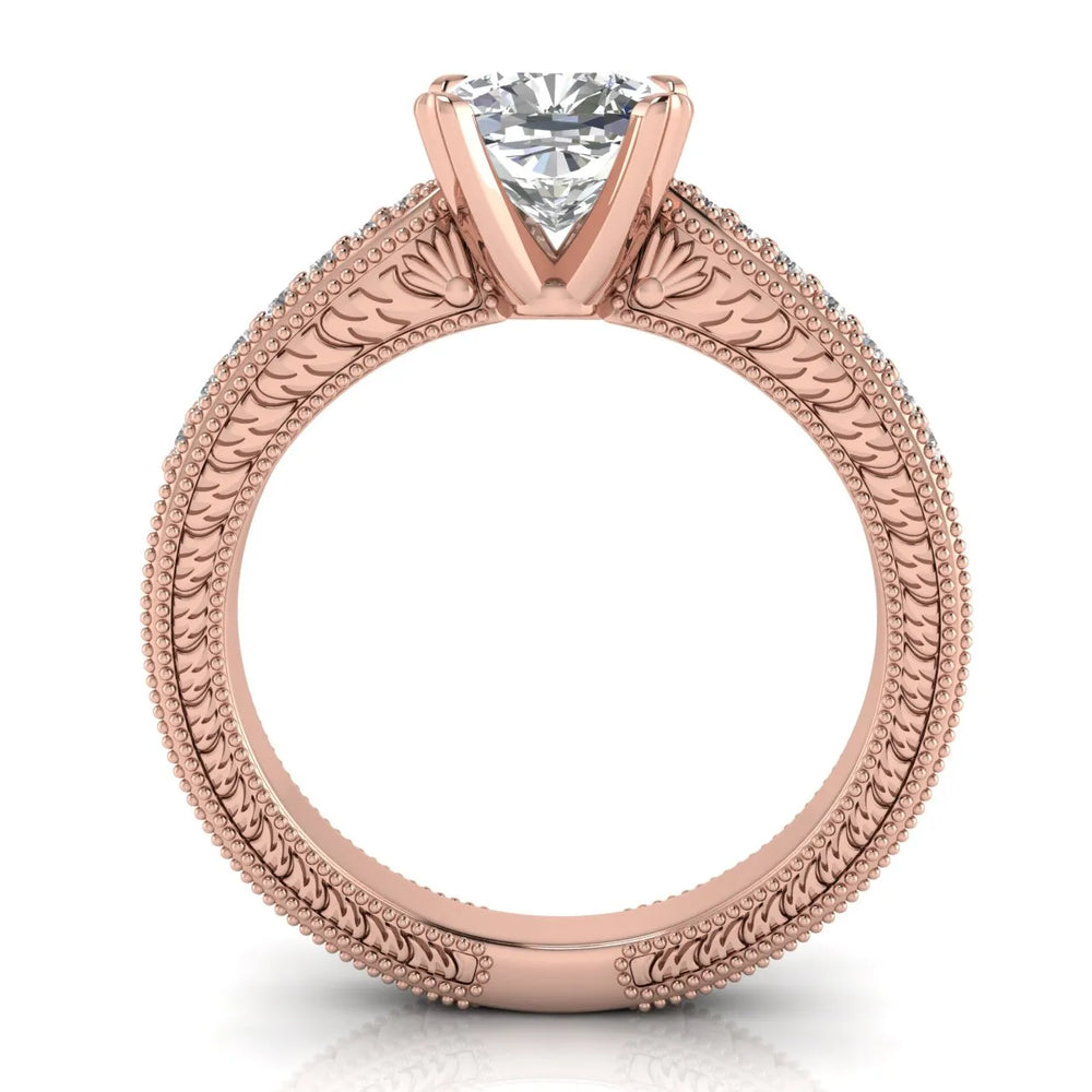 Vintage-Inspired Solitaire Ring with Accent Stones