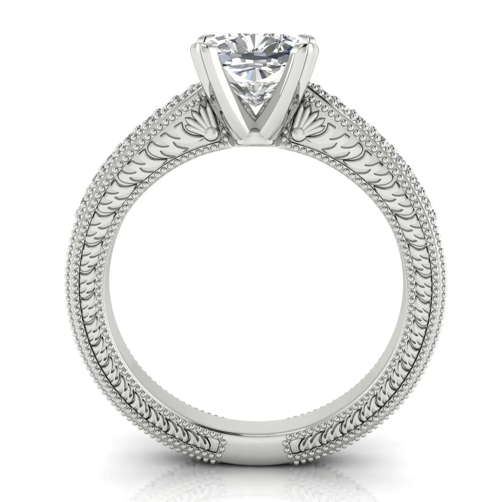 Vintage-Inspired Solitaire Ring with Accent Stones