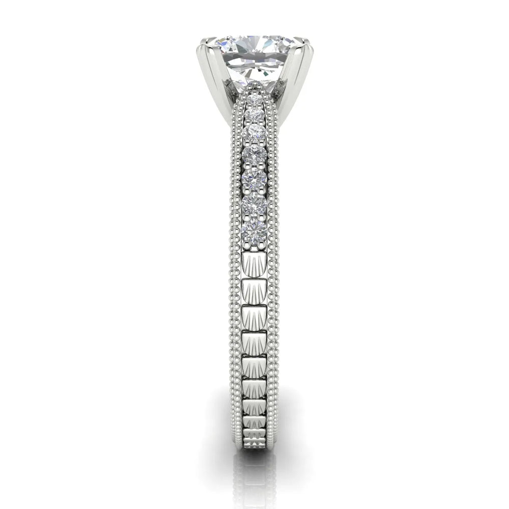 Vintage-Inspired Solitaire Ring with Accent Stones