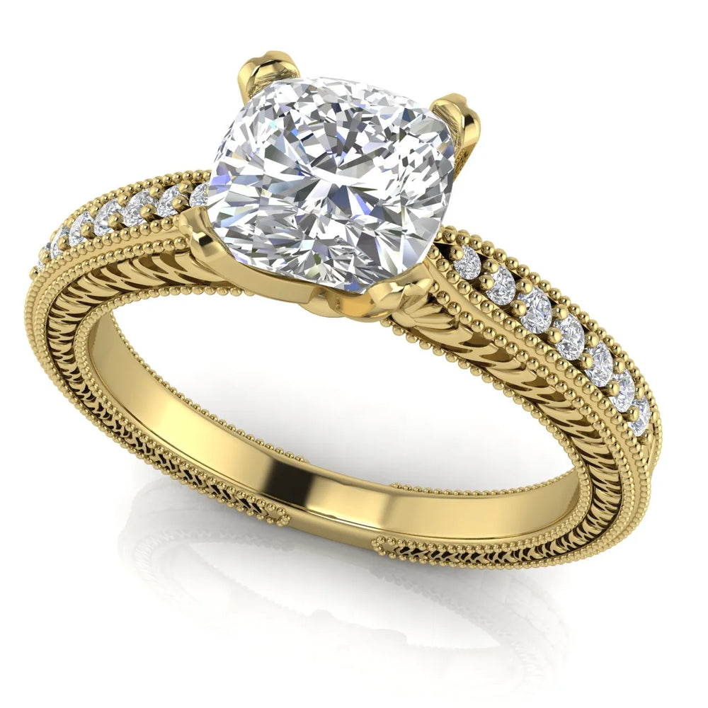Vintage-Inspired Solitaire Ring with Accent Stones