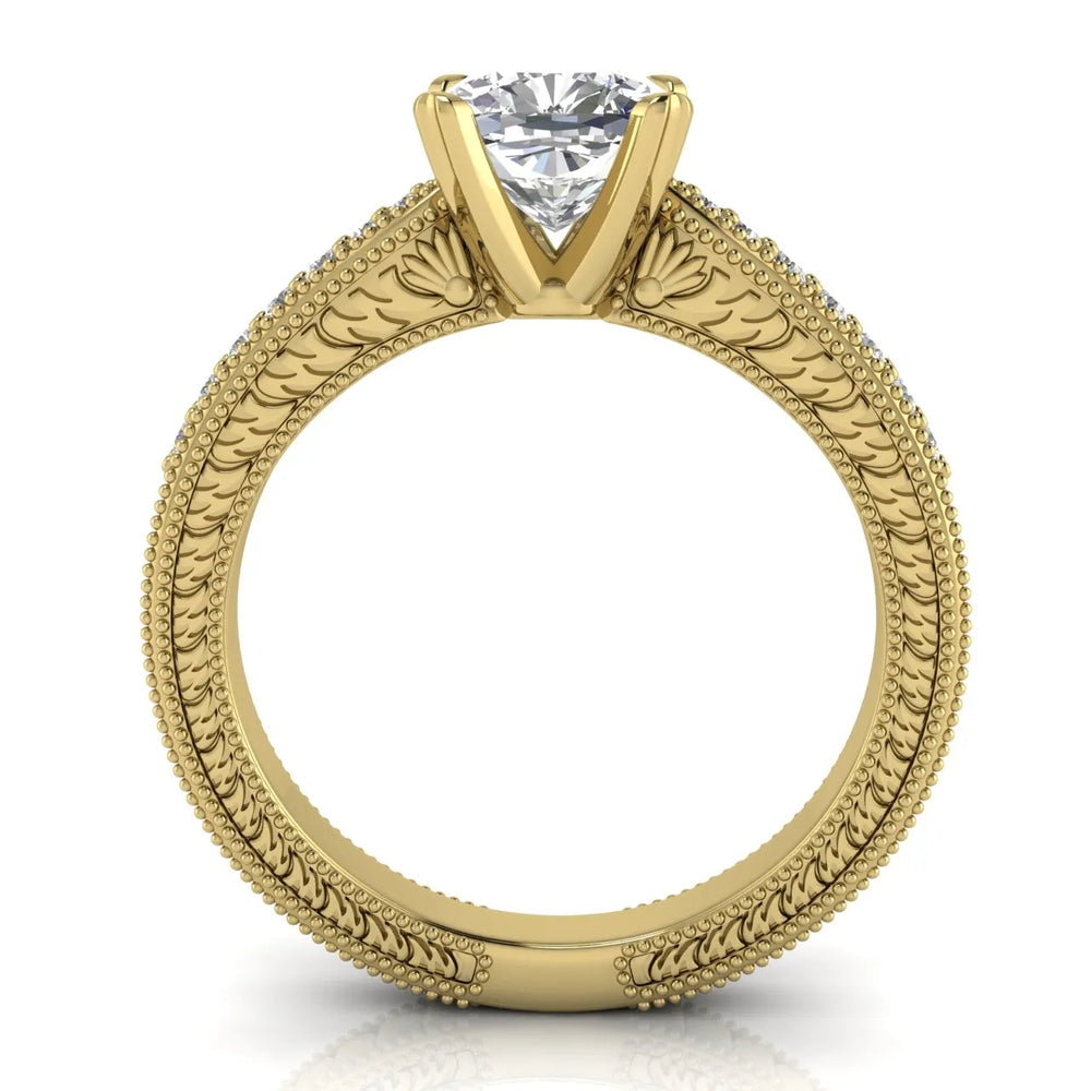 Vintage-Inspired Solitaire Ring with Accent Stones