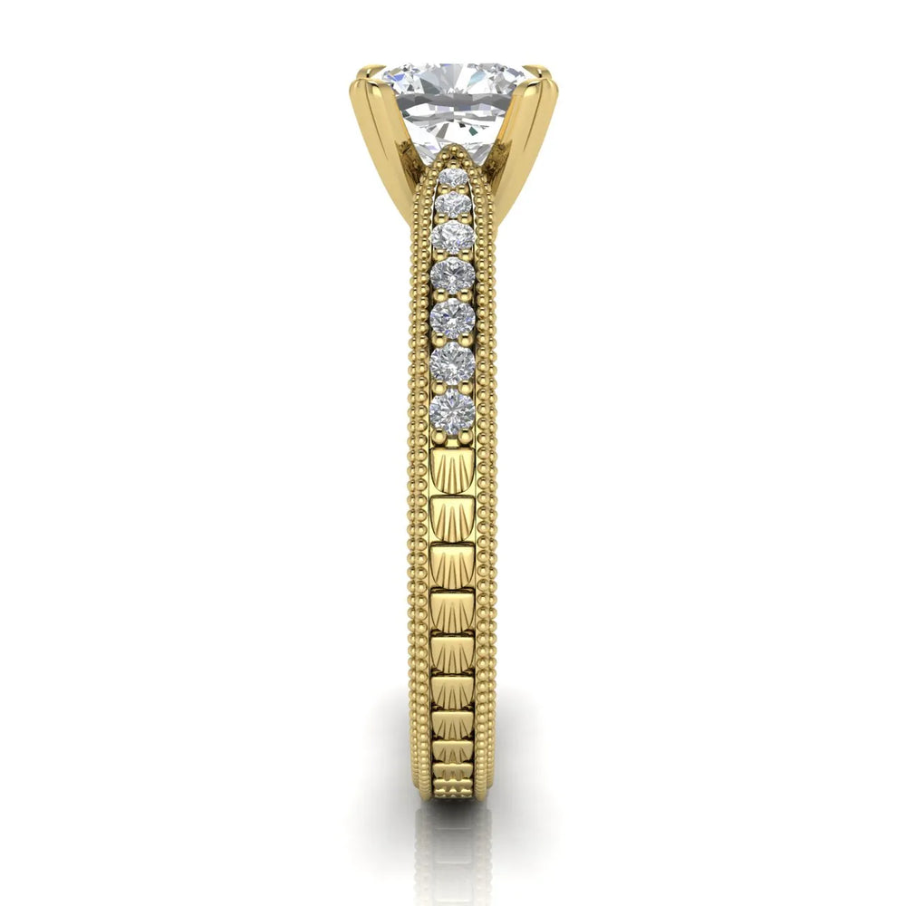 Vintage-Inspired Solitaire Ring with Accent Stones
