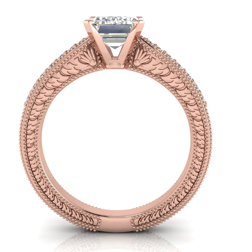 Vintage-Inspired Solitaire Ring with Accent Stones