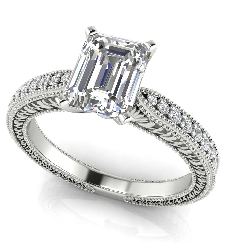 Vintage-Inspired Solitaire Ring with Accent Stones