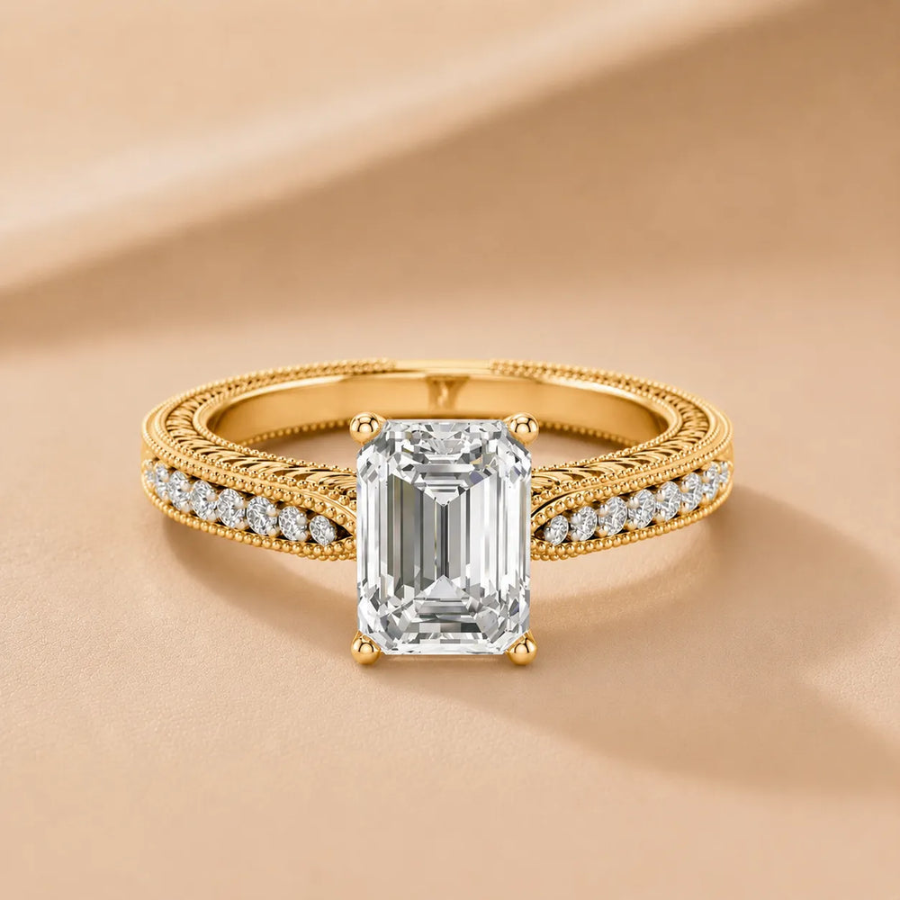 Vintage-Inspired Solitaire Ring with Accent Stones