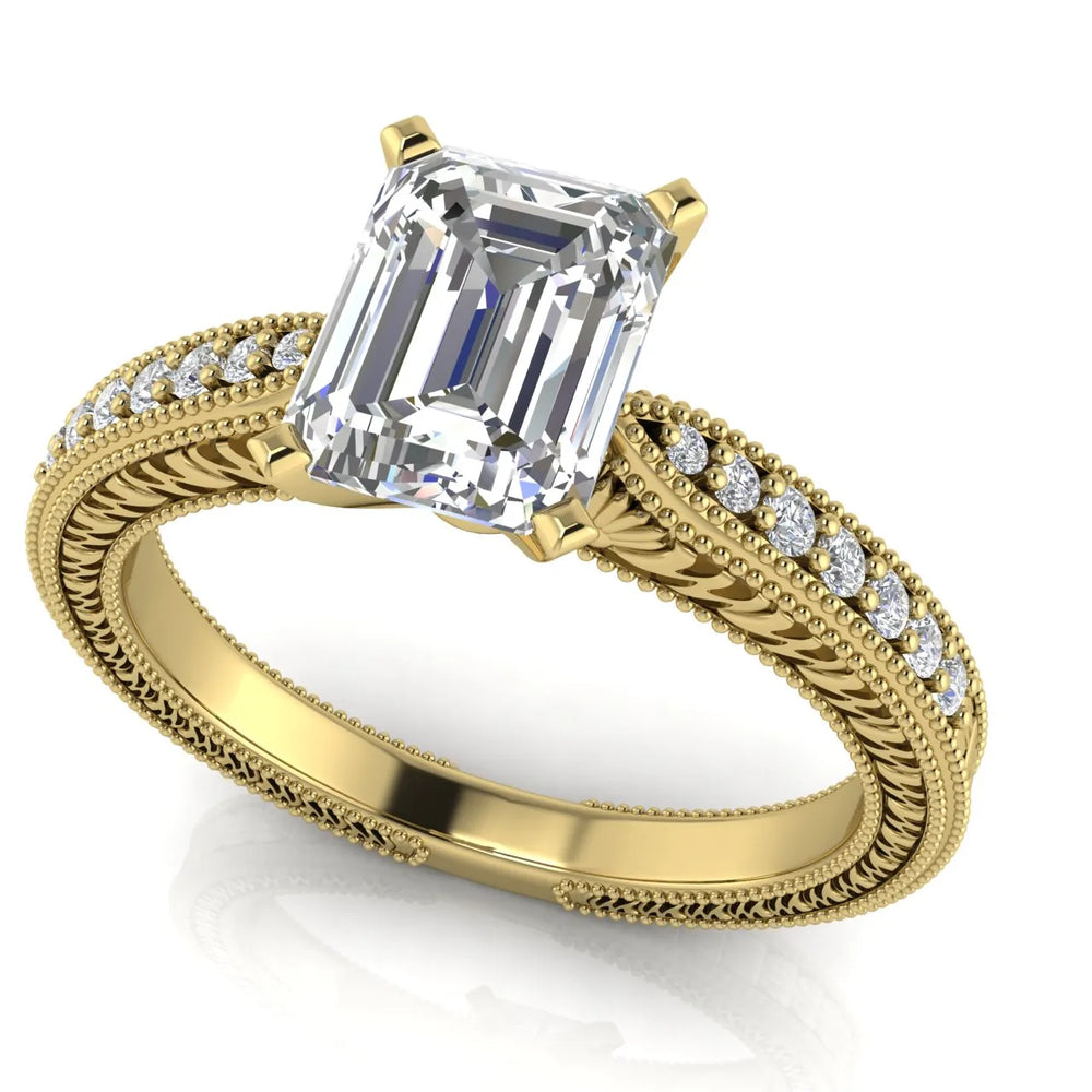 Vintage-Inspired Solitaire Ring with Accent Stones
