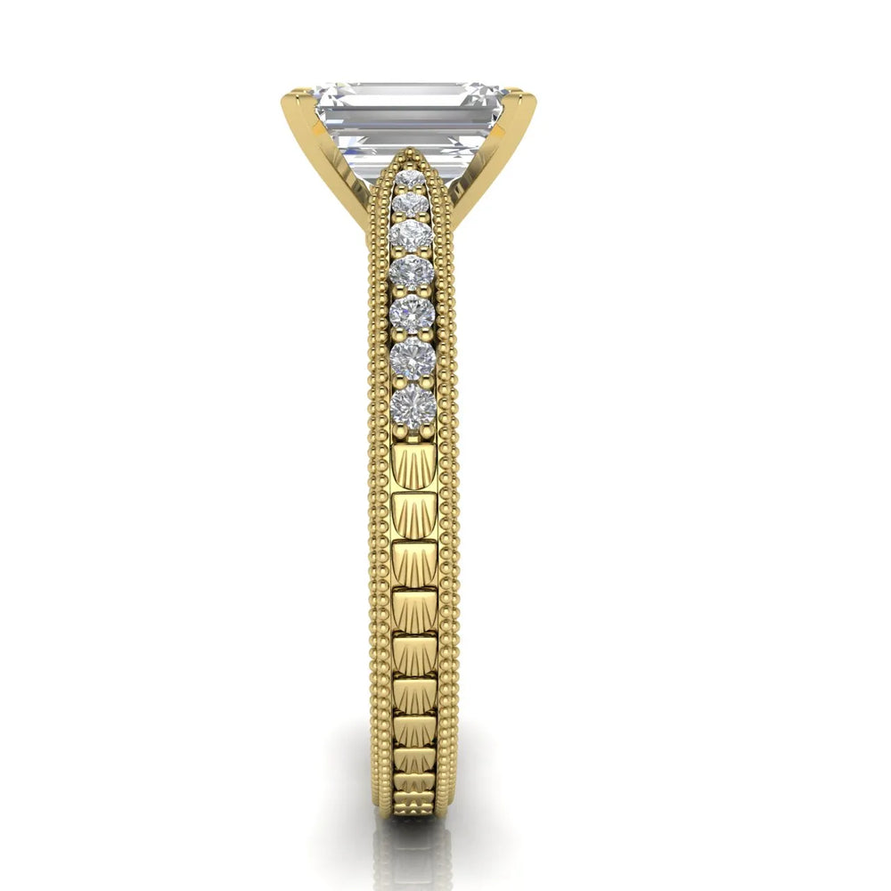 Vintage-Inspired Solitaire Ring with Accent Stones