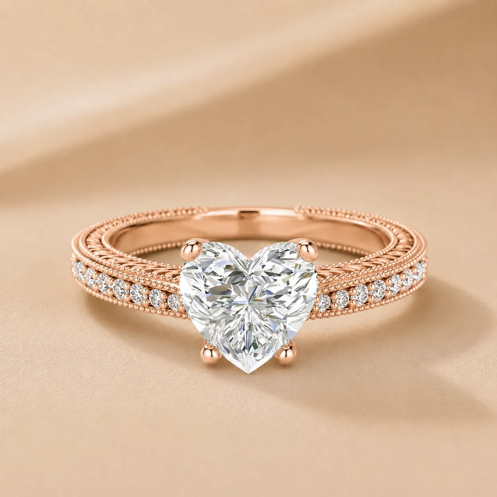 Vintage-Inspired Solitaire Ring with Accent Stones