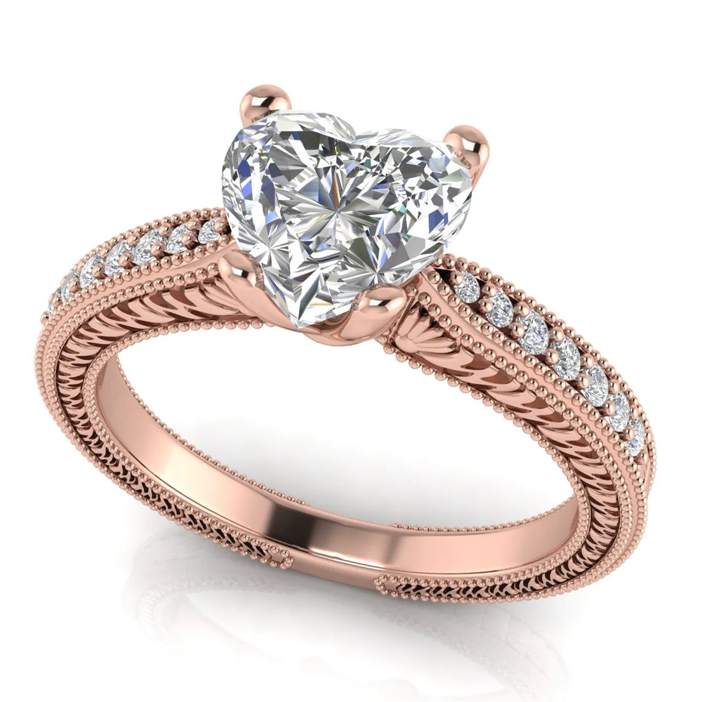 Vintage-Inspired Solitaire Ring with Accent Stones