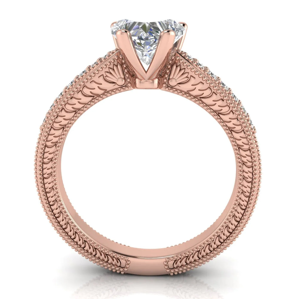 Vintage-Inspired Solitaire Ring with Accent Stones