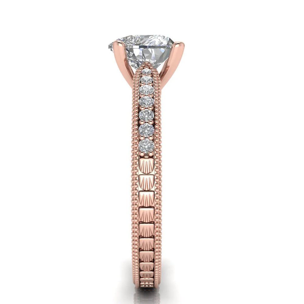 Vintage-Inspired Solitaire Ring with Accent Stones