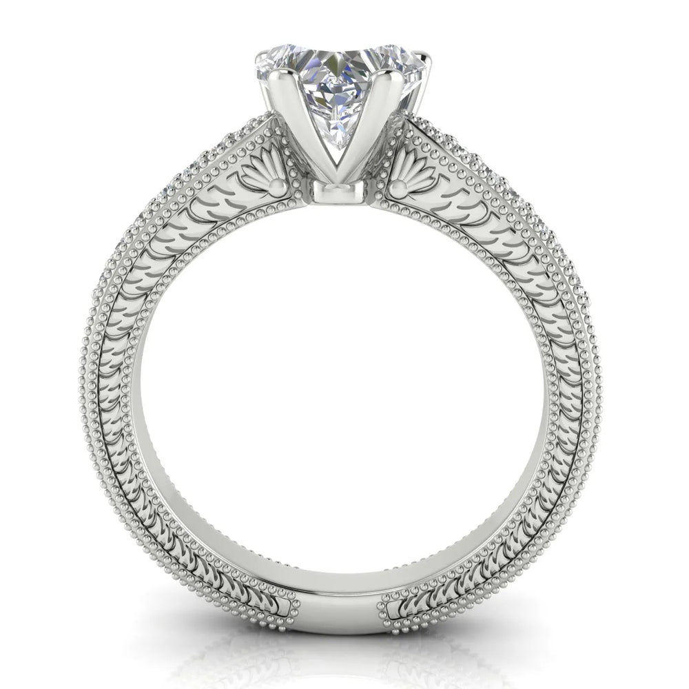 Vintage-Inspired Solitaire Ring with Accent Stones