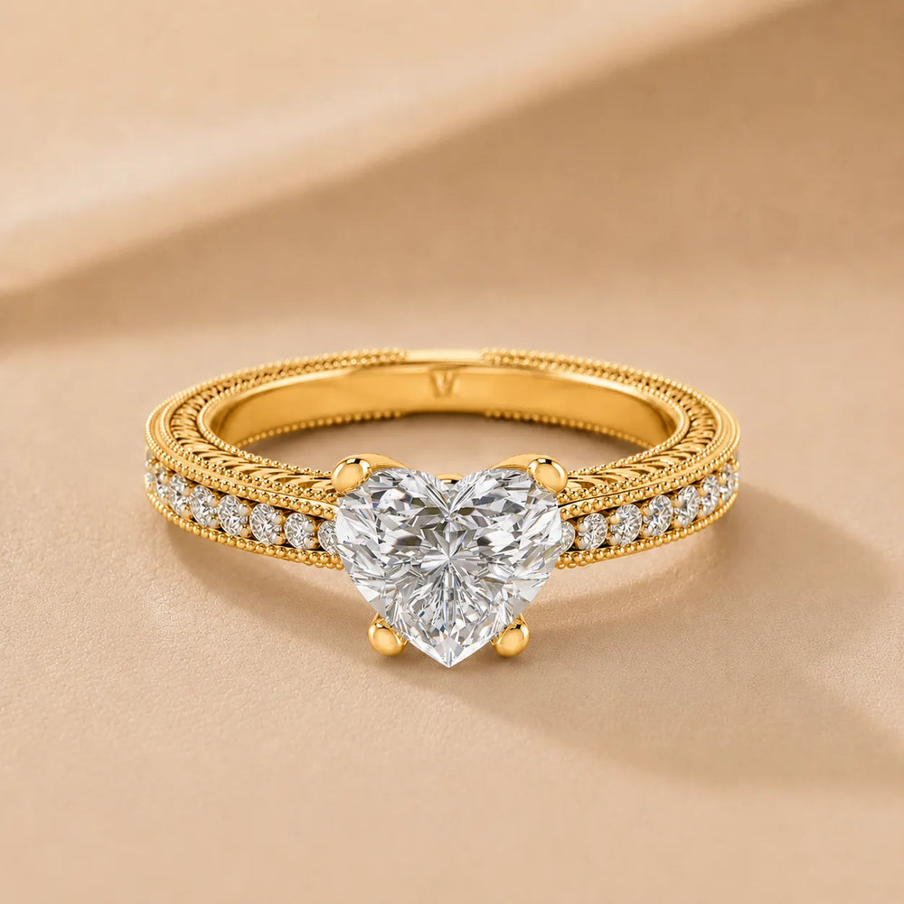 Vintage-Inspired Solitaire Ring with Accent Stones
