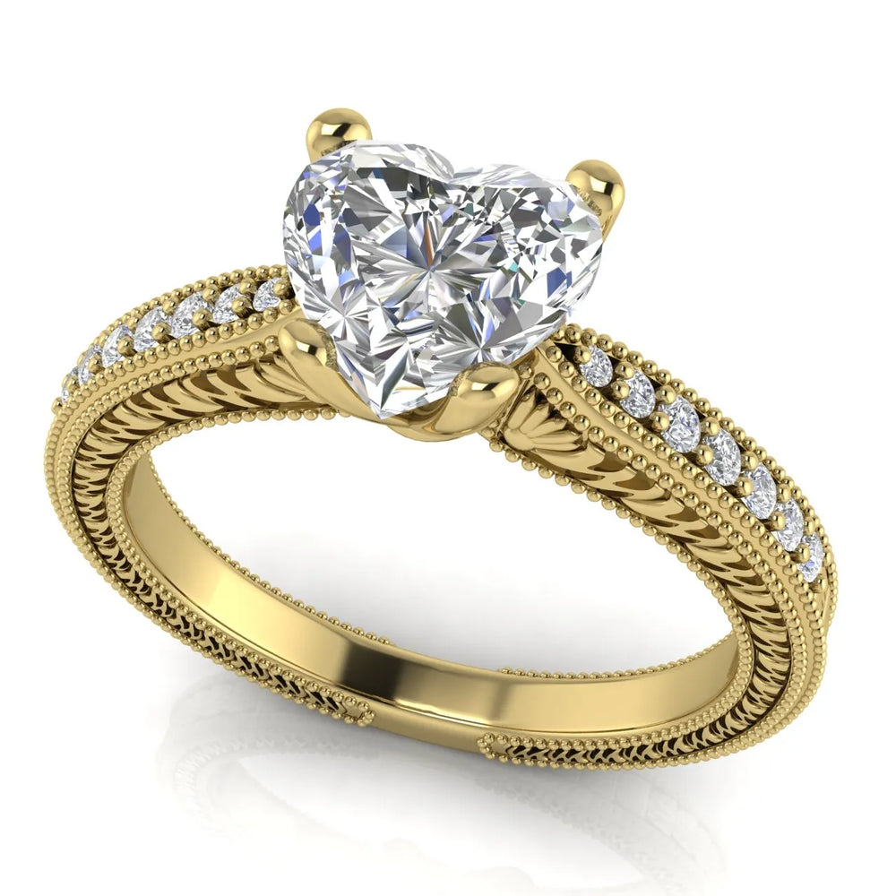 Vintage-Inspired Solitaire Ring with Accent Stones