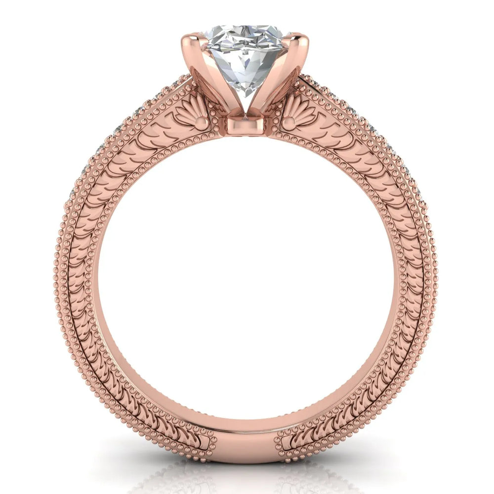Vintage-Inspired Solitaire Ring with Accent Stones