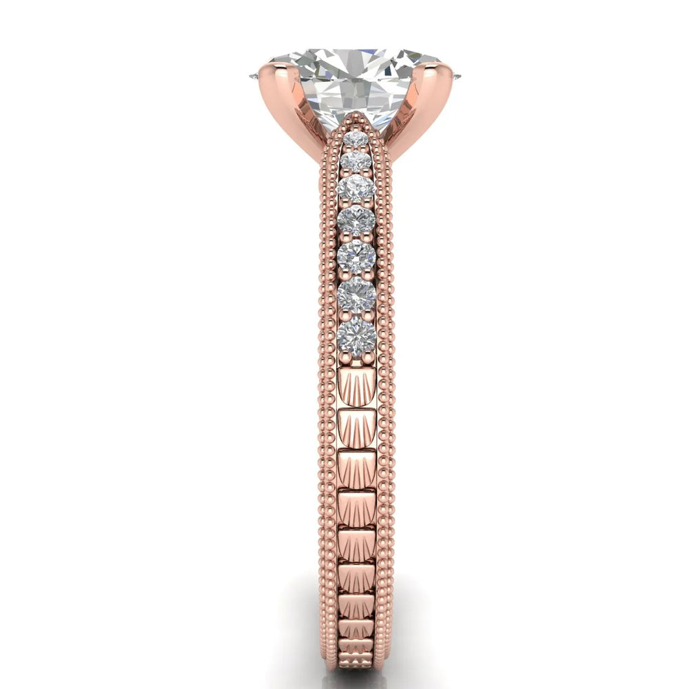 Vintage-Inspired Solitaire Ring with Accent Stones