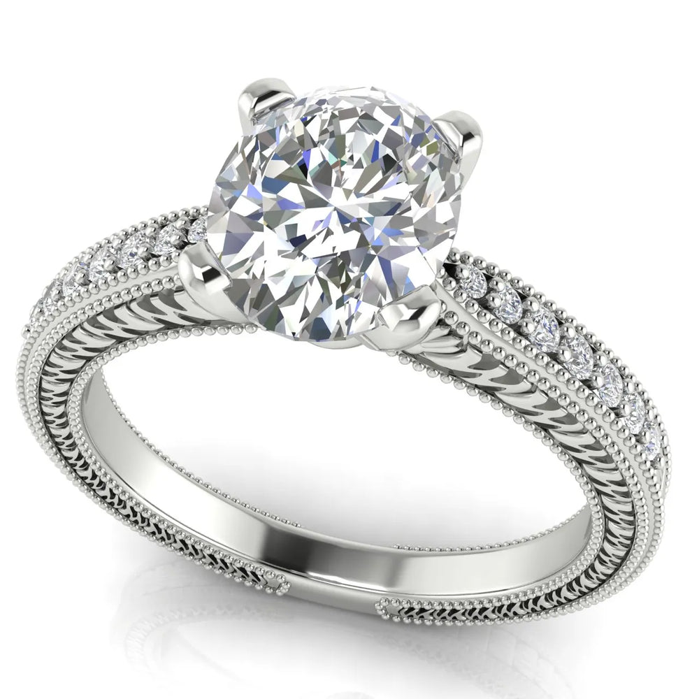 Vintage-Inspired Solitaire Ring with Accent Stones