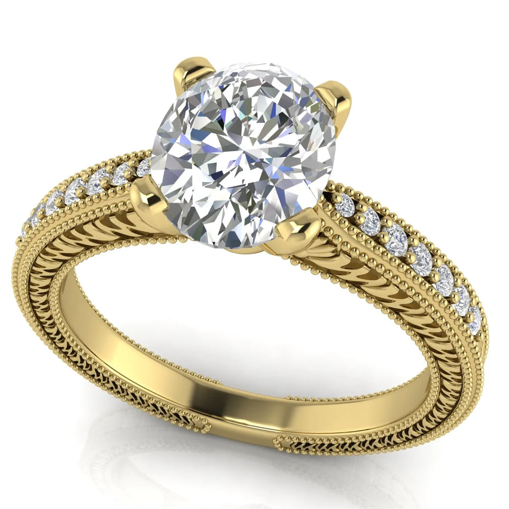 Vintage-Inspired Solitaire Ring with Accent Stones