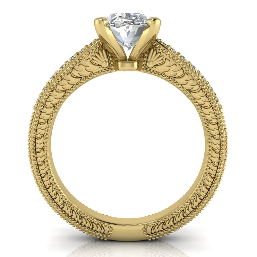 Vintage-Inspired Solitaire Ring with Accent Stones