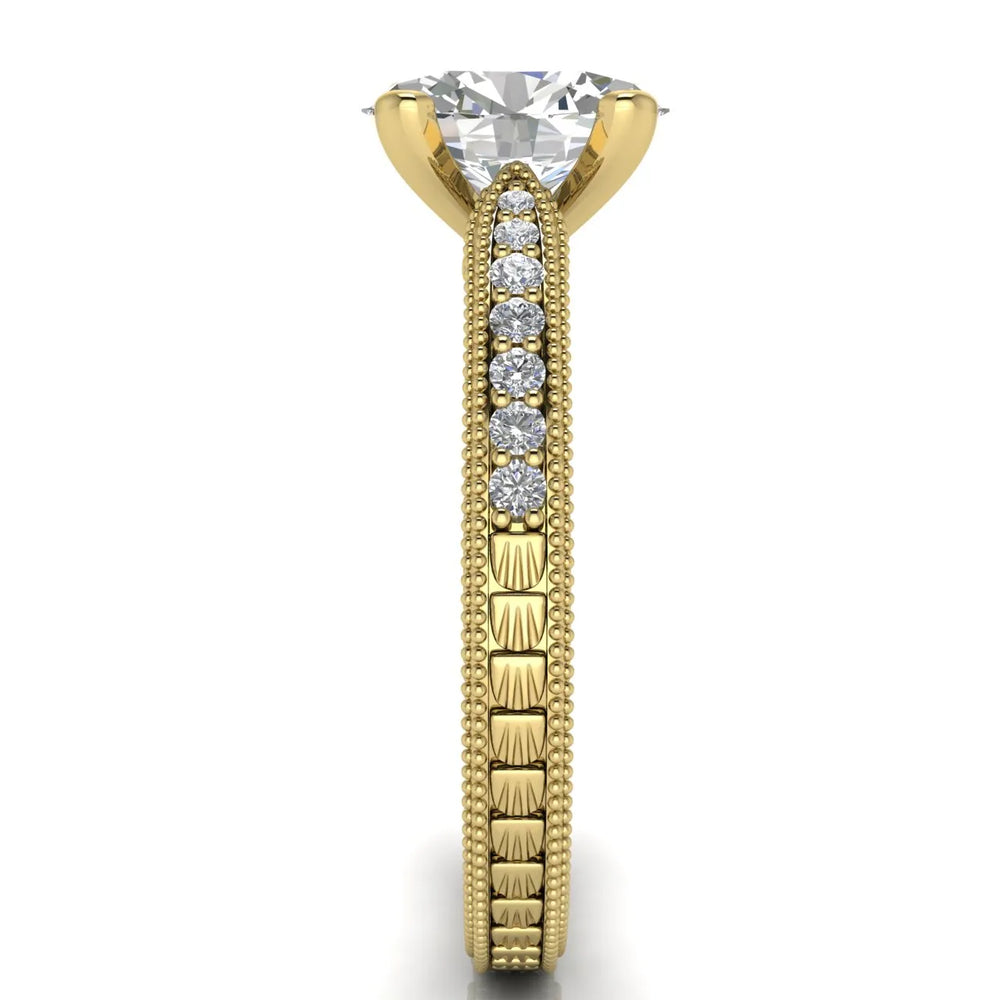 Vintage-Inspired Solitaire Ring with Accent Stones