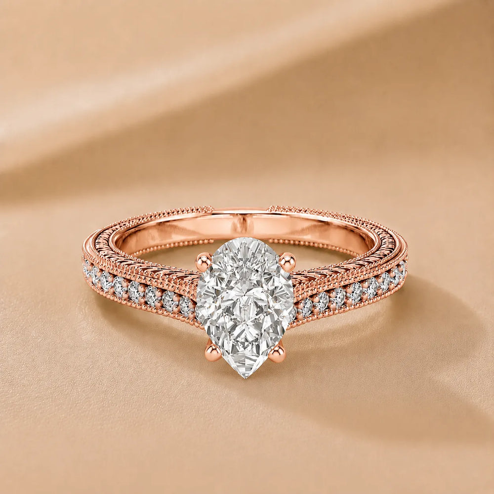 Vintage-Inspired Solitaire Ring with Accent Stones