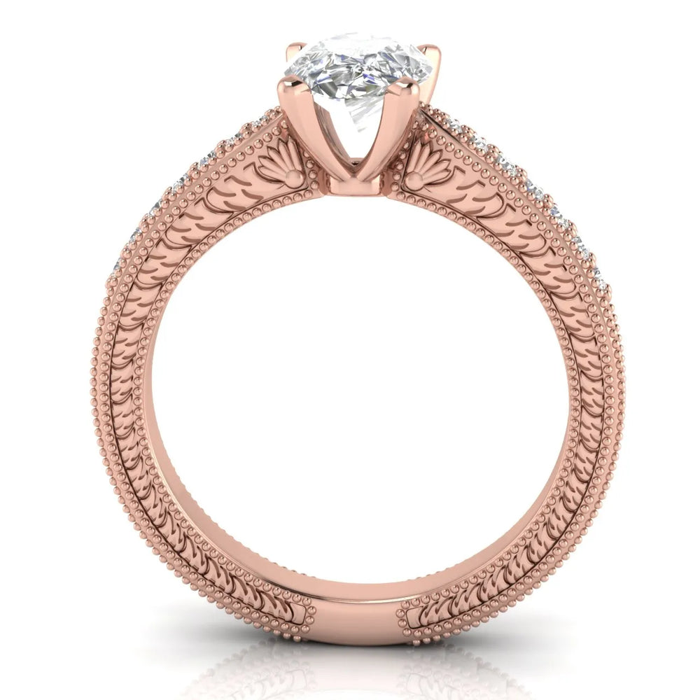 Vintage-Inspired Solitaire Ring with Accent Stones