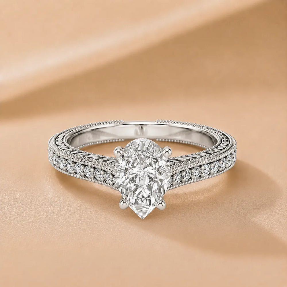 Vintage-Inspired Solitaire Ring with Accent Stones