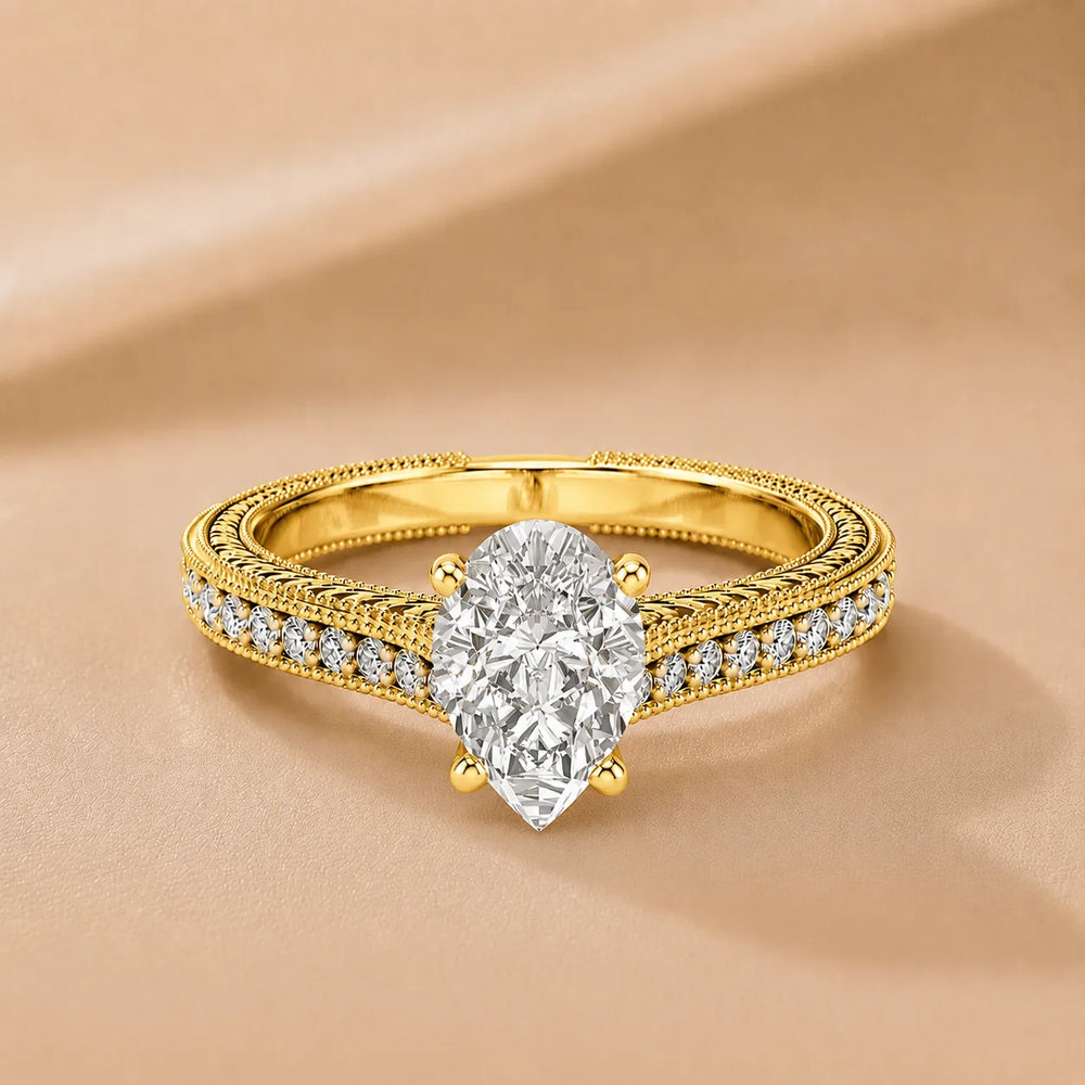 Vintage-Inspired Solitaire Ring with Accent Stones