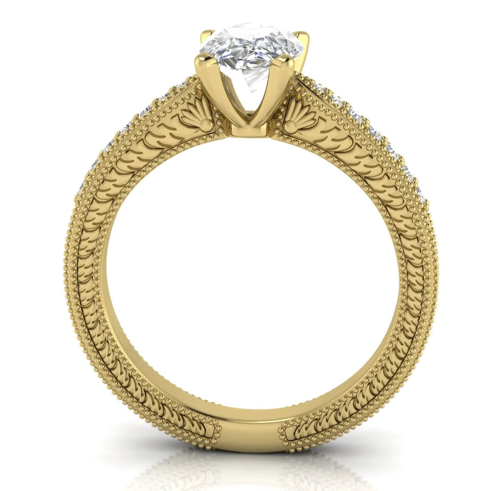 Vintage-Inspired Solitaire Ring with Accent Stones
