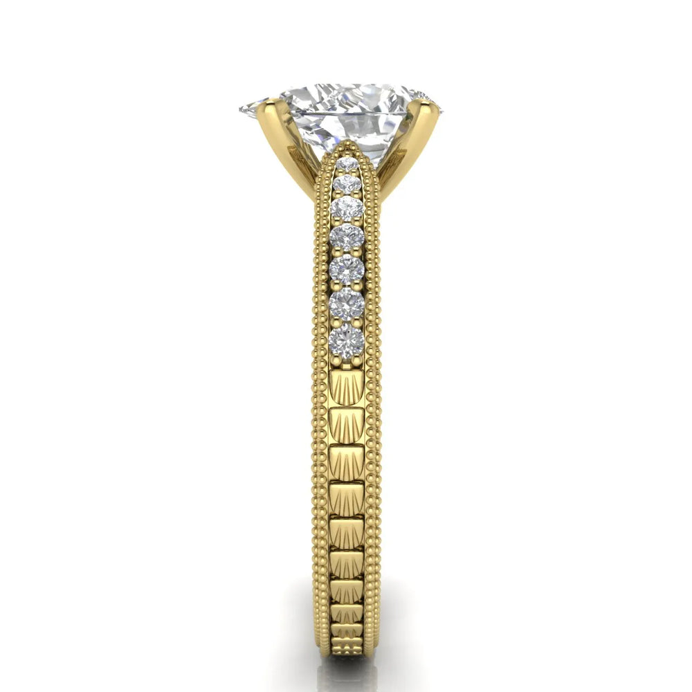 Vintage-Inspired Solitaire Ring with Accent Stones