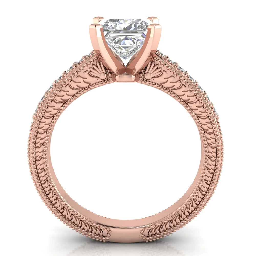 Vintage-Inspired Solitaire Ring with Accent Stones