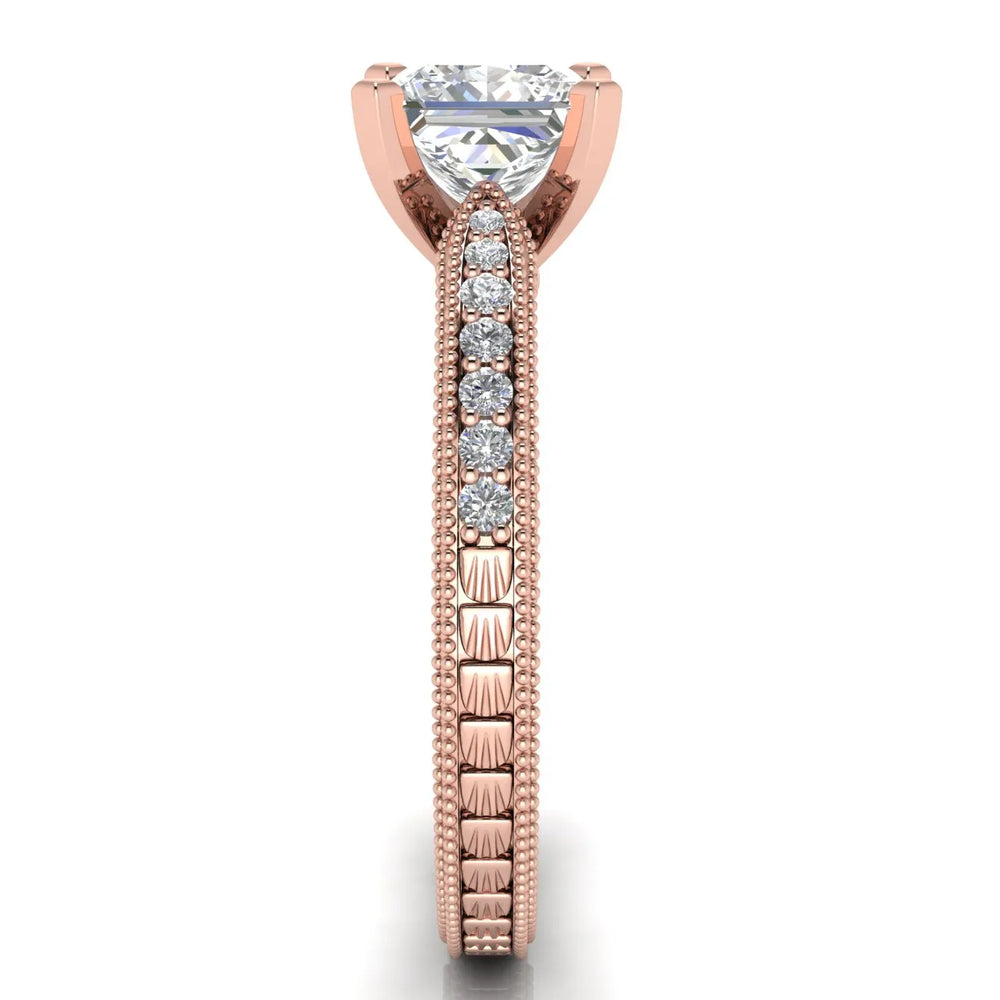 Vintage-Inspired Solitaire Ring with Accent Stones