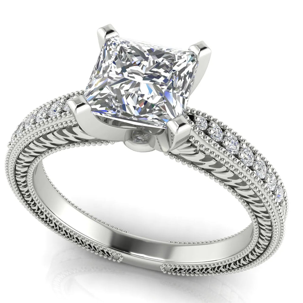 Vintage-Inspired Solitaire Ring with Accent Stones
