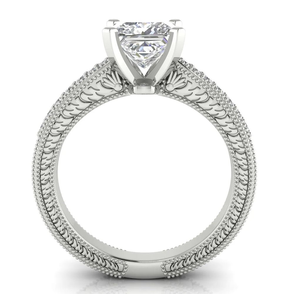 Vintage-Inspired Solitaire Ring with Accent Stones