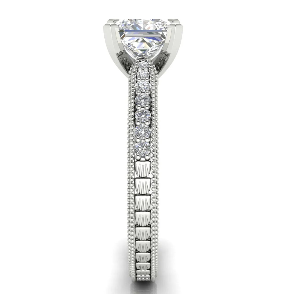 Vintage-Inspired Solitaire Ring with Accent Stones