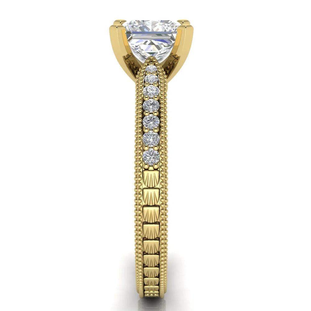 Vintage-Inspired Solitaire Ring with Accent Stones