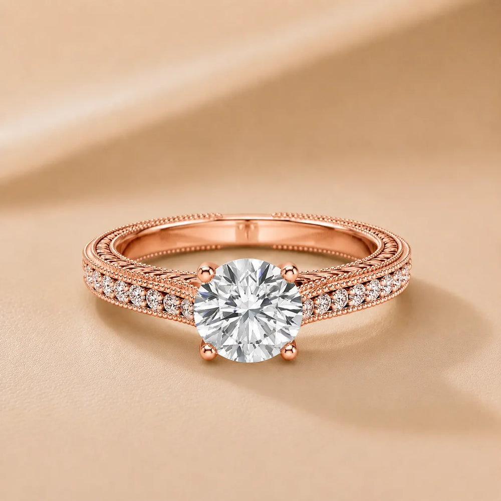 Vintage-Inspired Solitaire Ring with Accent Stones
