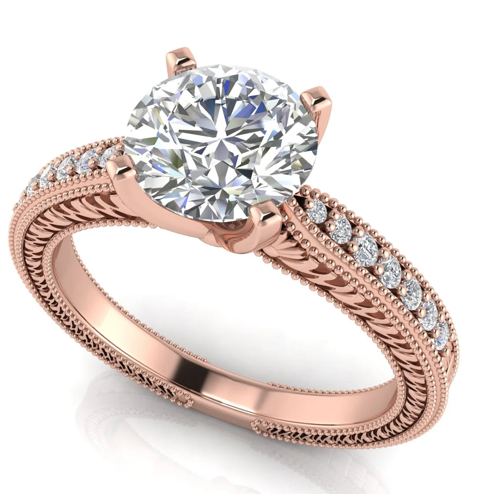 Vintage-Inspired Solitaire Ring with Accent Stones